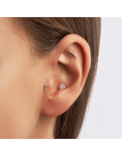 Mono auskaras - Apvalus didesnis su cirkoniais. Piercing/Helix. Rausvas auksas, praba 585|ps9.aukseja.lt